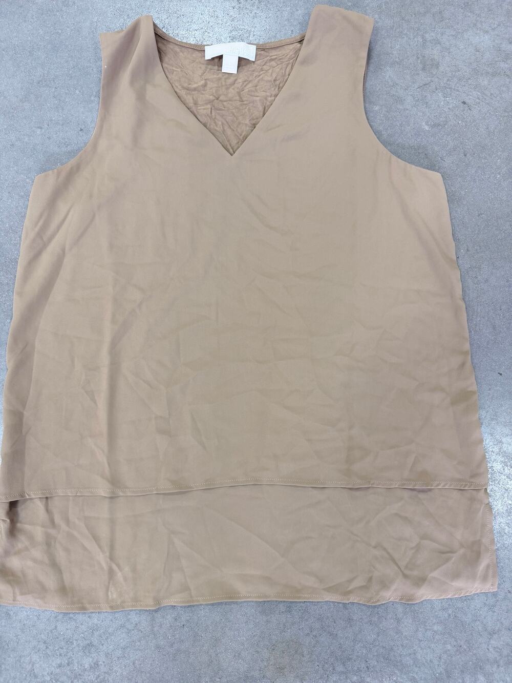 MICHAEL KORS Women's Sleeveless V-neck Blouse L dark Beige